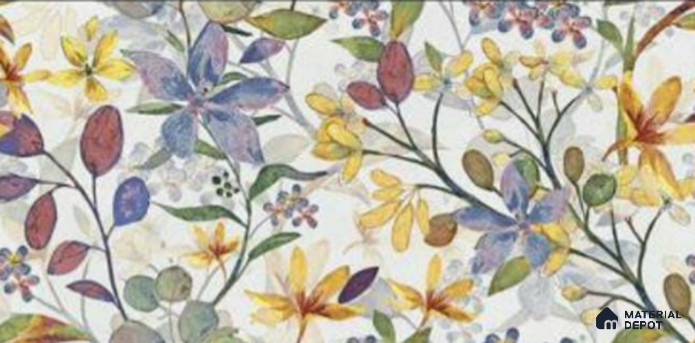 Floral Wall Tile TL 06786 B Garden Bloom B 2 ft x 1 ft Multi Colour Ceramic Matte Finish Pattern 2 Tile - 9 mm | Ideal for Living Room, Bathroom, Kitchen | Please Expect a Slight Variation of Pattern