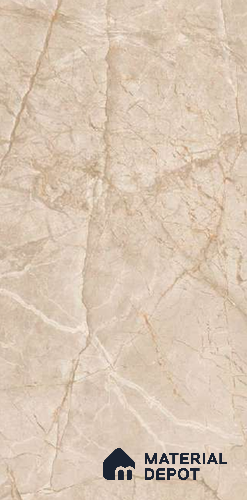Brown Marble Floor & Wall Tile TL 06708 Gravier Serene Beige 2 ft x 4 ft Vitrified Glossy Finish - 9 mm | 8 Random Design | Suitable for Living Room, Bedroom, Bathroom