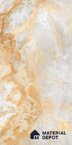 Multi Colour Marble Floor & Wall Tile TL 06716 C Gravier Solar Onyx 2 ft x 4 ft Vitrified Carving Matte Finish - 9 mm | 10 Random Design | Suitable for Living Room, Bedroom, Bathroom