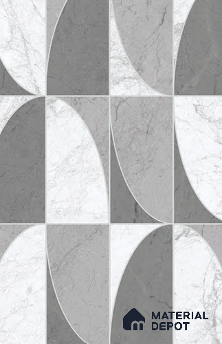 Grey Highlighter Wall Tile TL 06754 B Gravier Alpine Grey Etch 5.2 ft x 2.6 ft Vitrified Carving Satin Finish - 9 mm |  | Suitable for Living Room, Bedroom, Bathroom