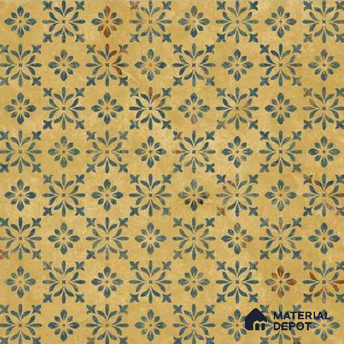 Yellow Moroccan Floor & Wall Tile TL 06807 Lustra Antique Mustardstone 2 ft x 2 ft Vitrified Carving Matte Finish - 9 mm | Suitable for Living Room, Bedroom, Bathroom | Please Expect a Slight Variation of Pattern