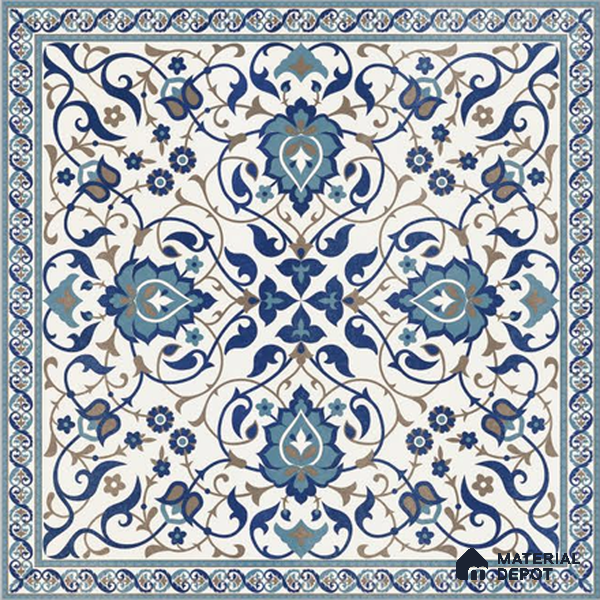 Blue Moroccan Floor & Wall Tile TL 06811 B Lustra Enchanted Mint Bloom 2 ft x 2 ft Vitrified Carving Matte Finish - 9 mm | Suitable for Living Room, Bedroom, Bathroom | Please Expect a Slight Variation of Pattern