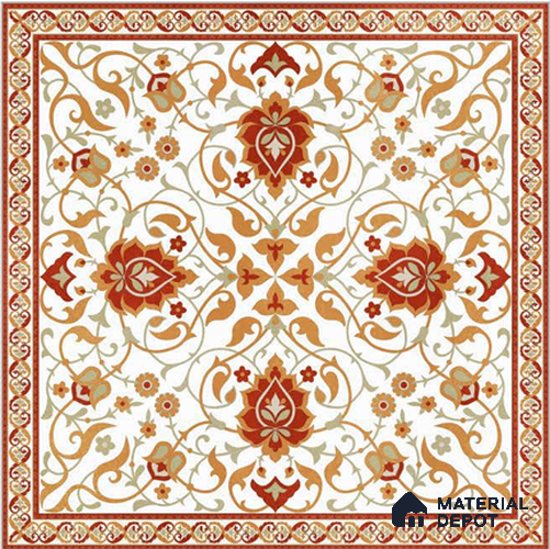 Red Moroccan Floor & Wall Tile TL 06811 Lustra Enchanted Bronze Bloom 2 ft x 2 ft Vitrified Carving Matte Finish - 9 mm | Suitable for Living Room, Bedroom, Bathroom | Please Expect a Slight Variation of Pattern