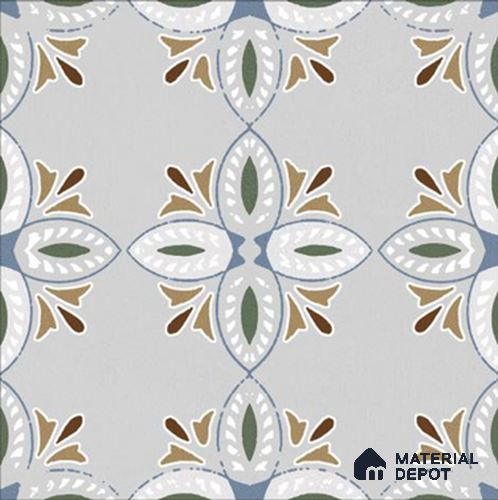 Moroccan Wall & Floor Tile TL 06663 Julia 1 ft x 1 ft Grey Ceramic Carving Matte Finish Tile - 9 mm | Ideal for Living Room, Bathroom, Kitchen | Please Expect a Slight Variation of Pattern