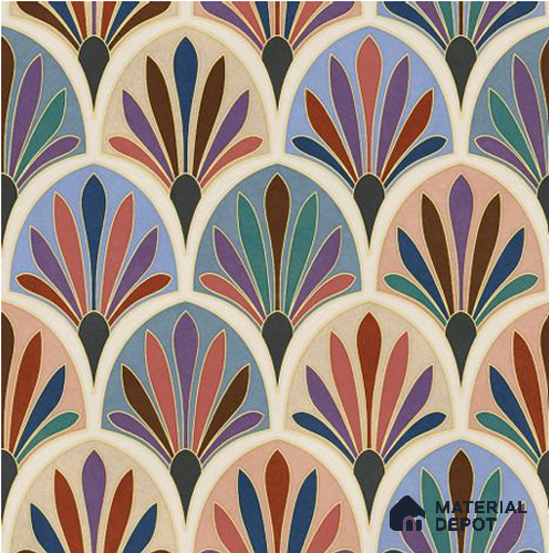 Moroccan Wall & Floor Tile TL 06670 Samara 1 ft x 1 ft Multi Colour Ceramic Glue Matte Finish Tile - 9 mm | Ideal for Living Room, Bathroom, Kitchen | Please Expect a Slight Variation of Pattern