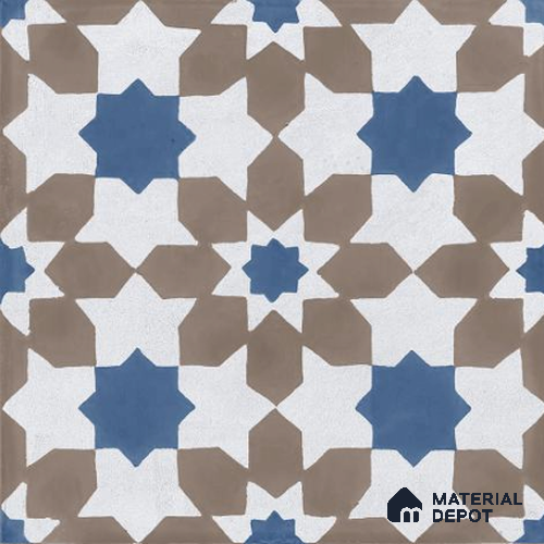 A close-up of a Moroccan Wall & Floor Tile TL 06679 Trinity 1 ft x 1 ft Blue Ceramic Glue Matte Finish Tile - 9 mm | Ideal for Living Room, Bathroom, Kitchen with a Matte finish available at Material Depot in Bangalore