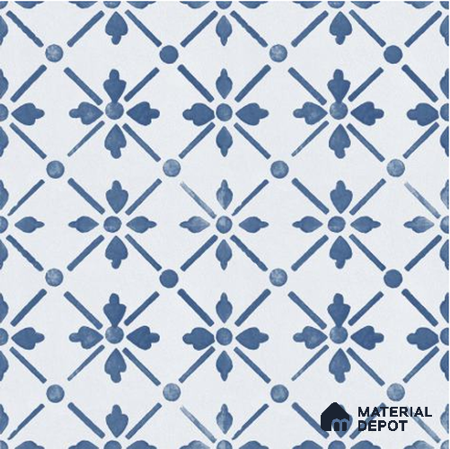 Moroccan Wall & Floor Tile TL 06678 Vasari 1 ft x 1 ft Blue Ceramic Glue Matte Finish Tile - 9 mm | Ideal for Living Room, Bathroom, Kitchen | Please Expect a Slight Variation of Pattern