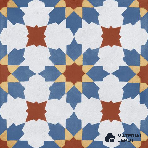 Moroccan Wall & Floor Athangudi Tile TL 06667 Rabat 1 ft x 1 ft Multi Colour Ceramic Glue Matte Finish Tile - 9 mm | Ideal for Living Room, Bathroom, Kitchen | Please Expect a Slight Variation of Pattern