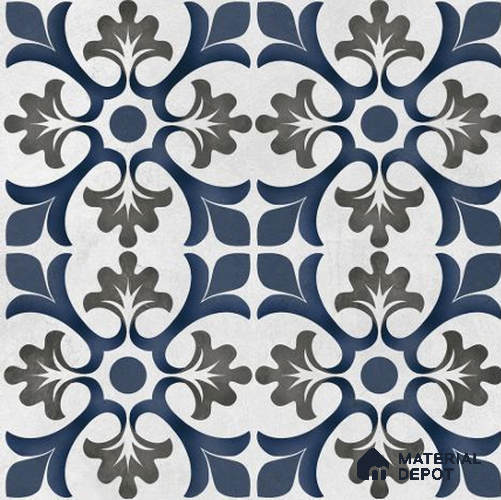 A close-up of a Moroccan Wall & Floor Tile TL 06680 Vectorian 1 ft x 1 ft Blue Ceramic Glue Matte Finish Tile - 9 mm | Ideal for Living Room, Bathroom, Kitchen with a Matte finish available at Material Depot in Bangalore