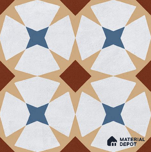 Moroccan Wall & Floor Tile TL 06672 Cavan 1 ft x 1 ft Multi Colour Ceramic Glue Matte Finish Tile - 9 mm | Ideal for Living Room, Bathroom, Kitchen | Please Expect a Slight Variation of Pattern