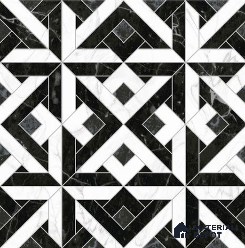 Moroccan Wall & Floor Tile TL 06686 Diamante 1 ft x 1 ft Black Ceramic Luster Matte Finish Tile - 9 mm | Ideal for Living Room, Bathroom, Kitchen | Please Expect a Slight Variation of Pattern