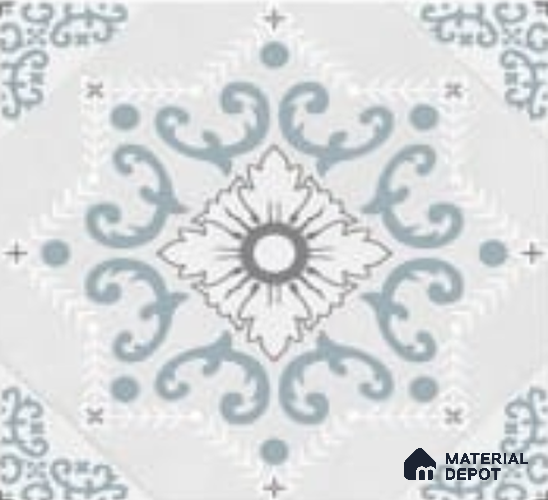 Moroccan Wall & Floor Tile TL 06794 Snowveil Elisa 1 ft x 1 ft Grey Ceramic Glossy Finish Tile - 10 mm | Ideal for Living Room, Bathroom, Kitchen | Please Expect a Slight Variation of Pattern