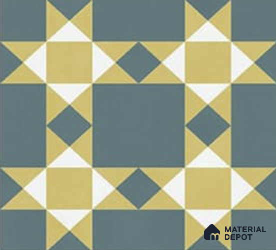 Moroccan Wall & Floor Athangudi Tile TL 06790 Desert Whisper 1 ft x 1 ft Blue Ceramic Glossy Finish Tile - 10 mm | Ideal for Living Room, Bathroom, Kitchen | Please Expect a Slight Variation of Pattern