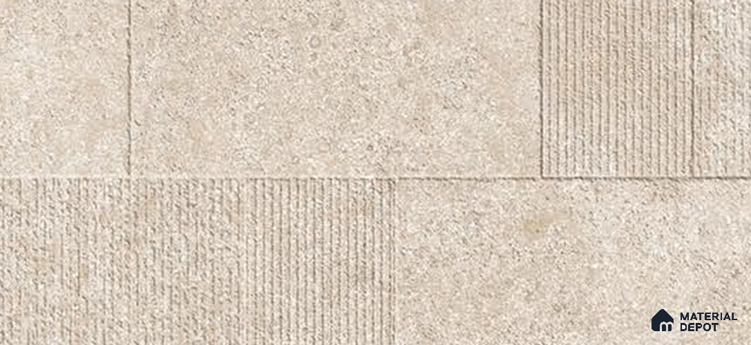 Beige Highlighter Wall Tile TL 06753 H Gravier Highland Drift Etch 5.2 ft x 2.6 ft Vitrified Carving Matte Finish - 9 mm | 4 Random Design | Suitable for Living Room, Bedroom, Bathroom