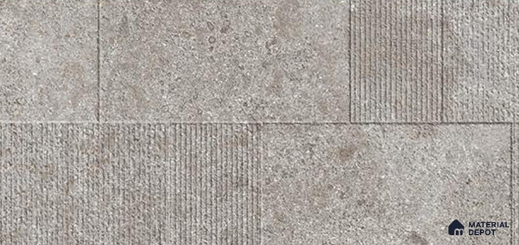 Grey Highlighter Wall Tile TL 06753 J Gravier Summit Smoke Etch 5.2 ft x 2.6 ft Vitrified Carving Matte Finish - 9 mm | 4 Random Design | Suitable for Living Room, Bedroom, Bathroom