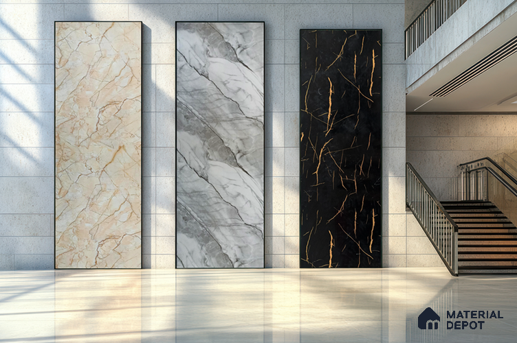 Grey Marble Look UPVC High Gloss Finish UV Marble Polygranite Sheets 8 ft x 4 ft | LM 19538 - 3 mm