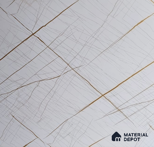 White Marble Look UPVC High Gloss Finish UV Marble Polygranite Sheets 8 ft x 4 ft | LM 19546 - 3 mm