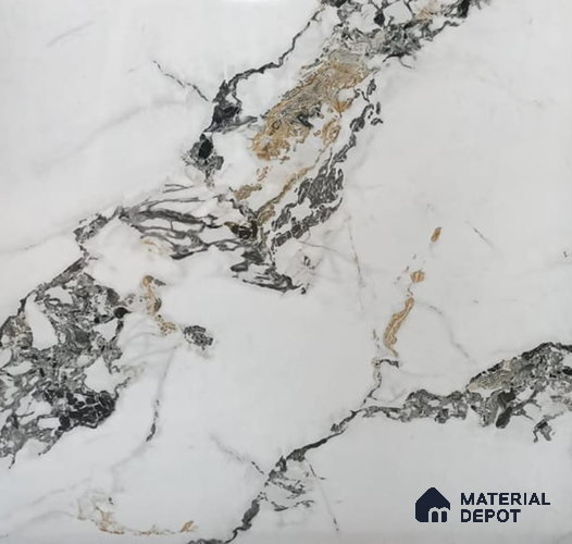 White Marble Look UPVC High Gloss Finish UV Marble Polygranite Sheets 8 ft x 4 ft | LM 19540 - 3 mm