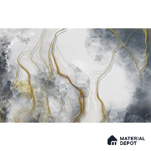 3D Look Grey & Gold Marble Handmade Paper Customised Wallpaper