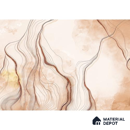 3D Look Marble Wallpaper with Rose Gold Color Lines, Customised Indrani Series Handmade Marble Design (Customised Size Wallpaper )