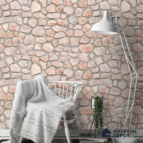 A close-up of a3D Look Stone in Concrete Wallpaper 19.6 Inches(W) x 420 Inches(H) Atarangi Series 3D Patterned - 57 Sq. Ft. with a finish available at Material Depot in Bangalore