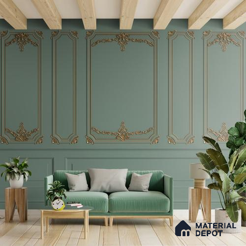 3D Moulding Decorative Room Wallpaper, Green, Customised Indrani Series Soft Feel 3D Design (Customised Size Wallpaper )