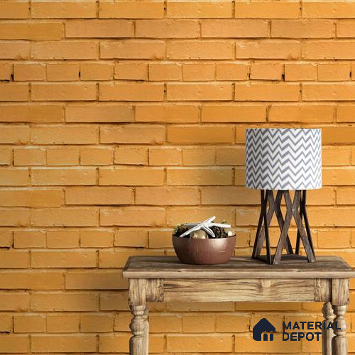 A close-up of a3D Natural Yellow Brick Look Wallpaper 19.6 Inches(W) x 420 Inches(H) Atarangi Series 3D Patterned - 57 Sq. Ft. with a finish available at Material Depot in Bangalore