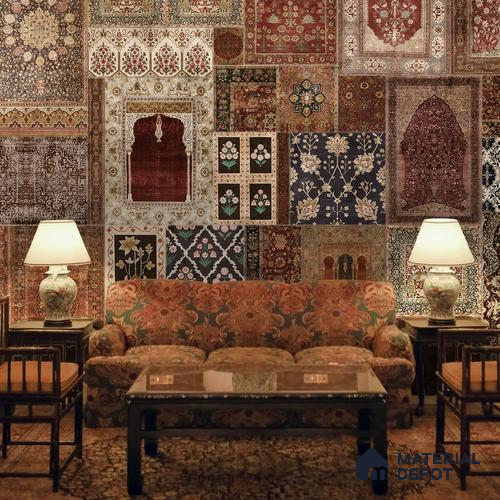 Aalishan Exquisite Indian Carpet Design Handmade Wallpaper for Walls