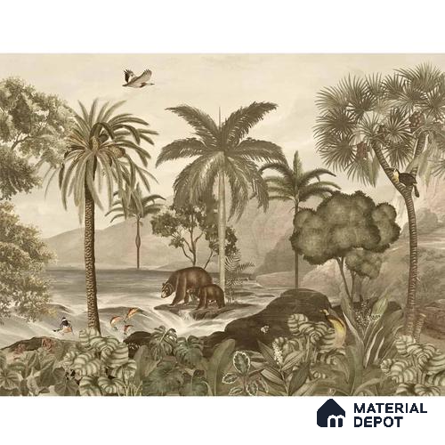 Anandvan Jungle Theme Customised Wallpaper, Sepia Sukoon Series Canvas Nature Design (Customised Size Wallpaper)