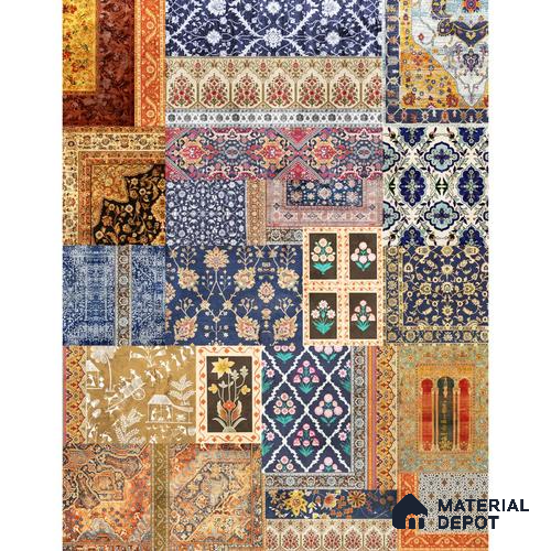 Banaras, Indian Carpet Design Customised Wallpaper Sukoon Series Handmade Patterned Design (Customised Size Wallpaper)