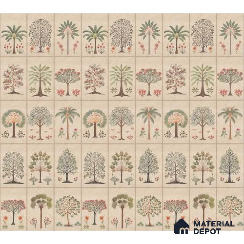 Beige Botanical Bliss Canvas wallpaper Customised for Walls
