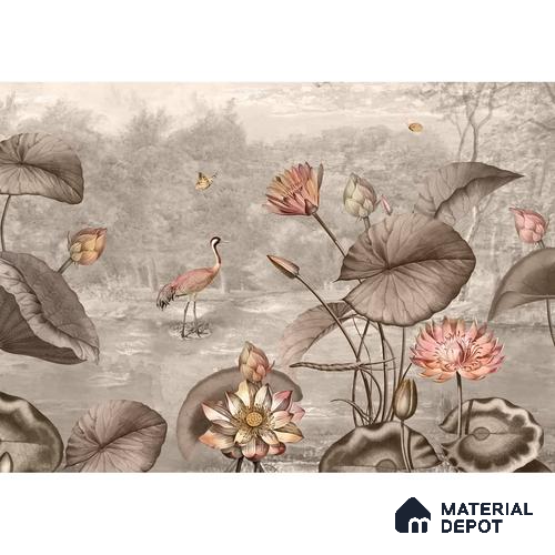 Big Lotus Leaves, Premium Indian Wallpaper Design, Customised Indrani Series Canvas Florals Design (Customised Size Wallpaper )
