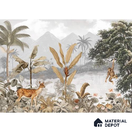H902912 Cheer, Jungle Theme Wallpaper, Sepia Tone Sukoon Series Canvas Nature Design (Customised Size Wallpaper)