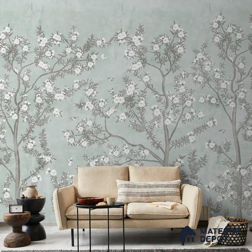 Chinoiserie Pattern for Walls, Light Green Soft Feel (Customised Wallpaper)