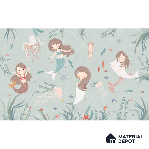 Cute Mermaids Wall Mural for Kids Room Handmade (Customised Wallpaper)