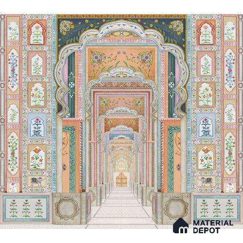 Dilli Darbar, Wallpaper in Suneherii Collection Handmade, Multicolor (Customised Wallpaper)