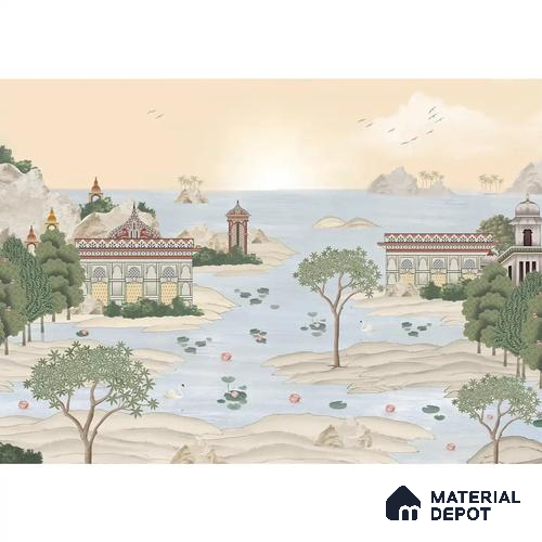 Dream Palace, a Fusion Theme Wallpaper for Homes, Customised Sukoon Series Handmade Patterned Design (Customised Size Wallpaper)