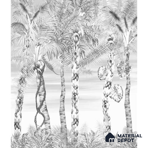 Ehsaas, Grisaille Foliage Wallpaper, Customised Sukoon Series Canvas Patterned Design (Customised Size Wallpaper)