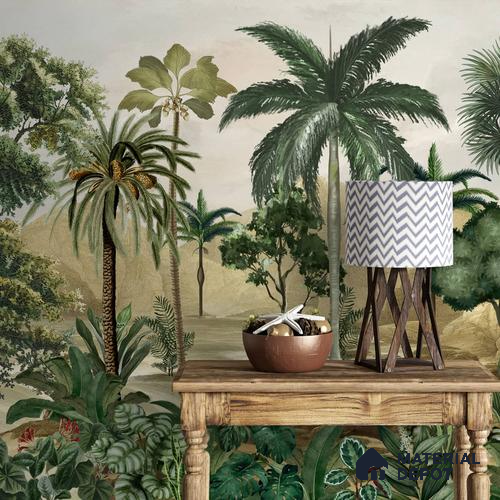 Forest Theme Wallpaper for Rooms, Customised Indrani Series Soft Feel Tropical Design (Customised Size Wallpaper )