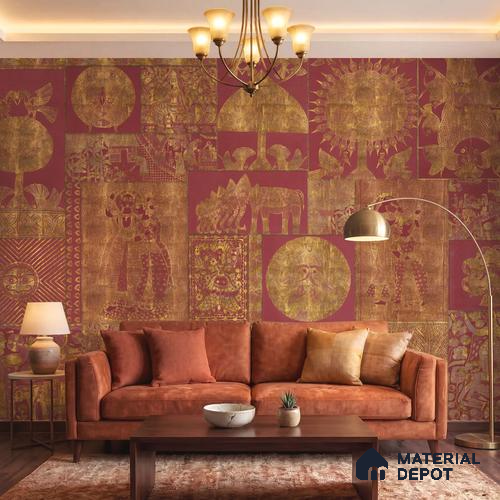 Geet Madhubani Customized Wallpaper Sandstone(Super Luxury)