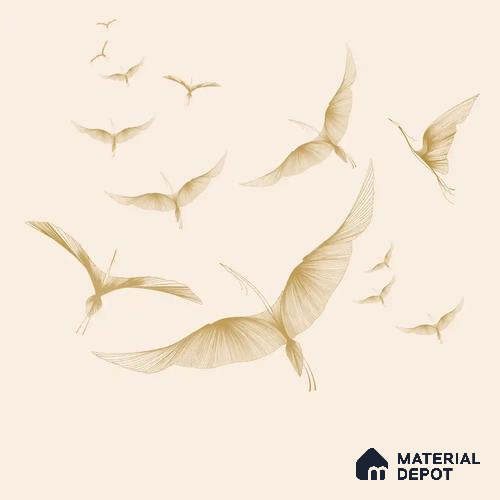 Golden Wings, Abstract Customised Handmade Wallpaper for Rooms