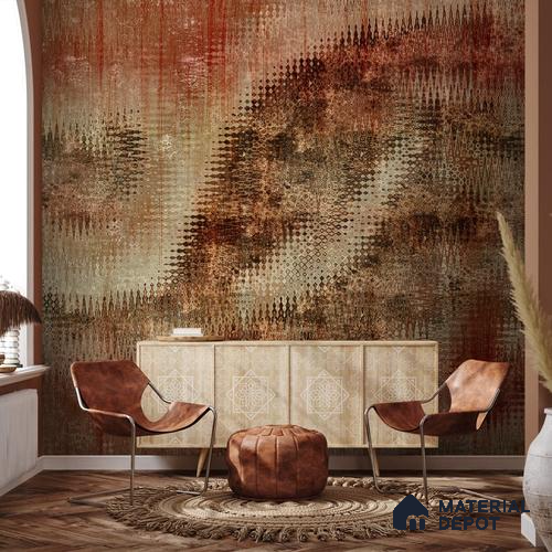 Industrial Look Ikat Pattern Fusion Design Wallpaper, Customised Sukoon Series Handmade Abstract Design (Customised Size Wallpaper)