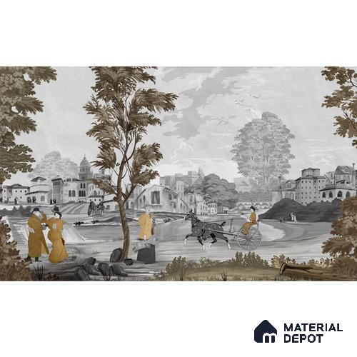 It’s a French Life, Old Painting Inspired Wallpaper, Customised Sukoon Series Handmade Patterned Design (Customised Size Wallpaper)