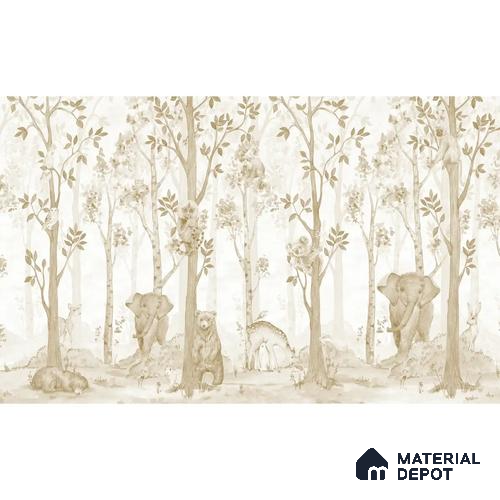 Jungle Tales, Nursery Room Soft Feel Wallpaper, Customised Beige Color