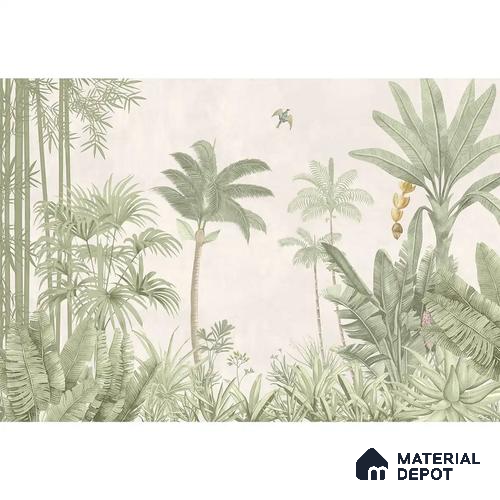 Jungle Village, Sandstone Tropical Wallpaper | Customised Size Wallpaper