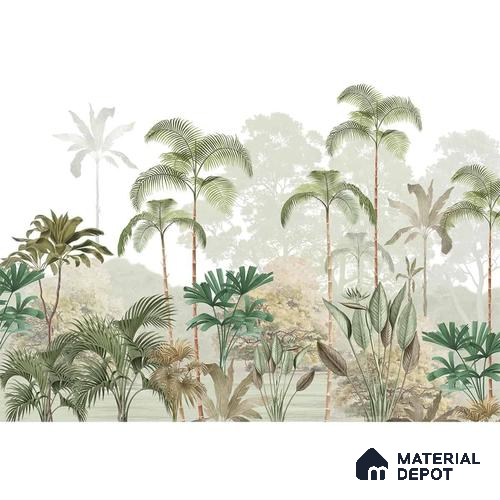 Kaira, Nature Theme Tropical Canvas Wallpaper for Rooms, Green (Customised Size)