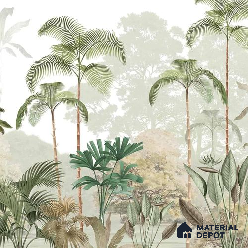 Kaira, Nature Theme Tropical Canvas Wallpaper for Rooms, Green
