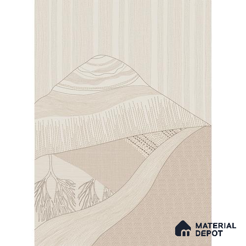 Katha Abstract Landscape Handmade Wallpaper in Indian Kantha Pattern