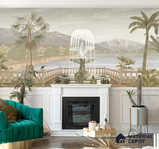 H900912 Khayal, A Beautiful Room Wallpaper Sukoon Series Canvas Patterned Design (Customised Size Wallpaper)