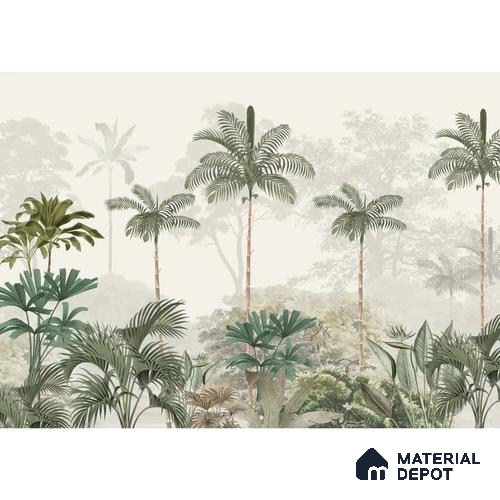 Kovalam Paradise, Palms Wallpaper for Rooms, Green, Customised Sukoon Series Canvas Nature Design (Customised Size Wallpaper)